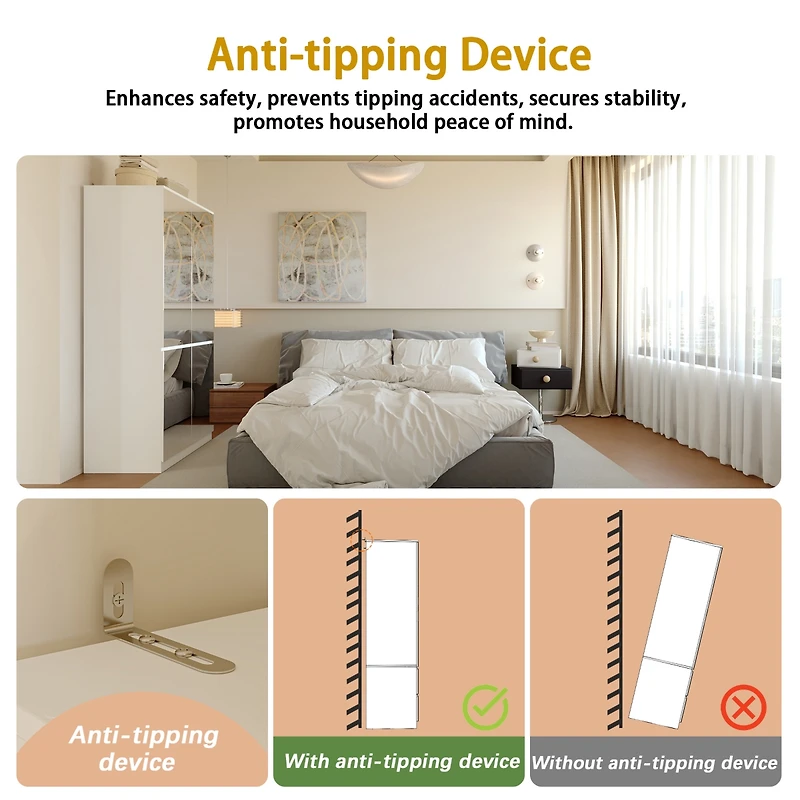 Homsee 6-Drawers Classic Wooden Dresser with Golden Handles