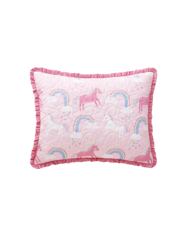 Alex + Bella Unicorn Parade Pink 2-Piece All-Season Reversible Soft Microfiber Quilt Set - Twin