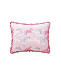 Alex + Bella Unicorn Parade Pink 2-Piece All-Season Reversible Soft Microfiber Quilt Set - Twin