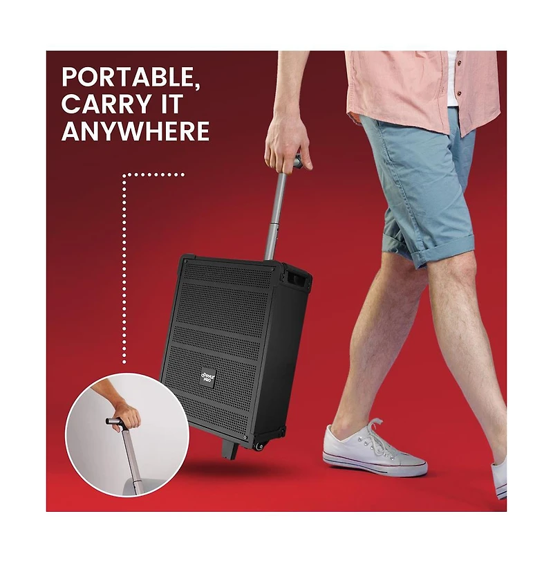 Pyle 10'' Portable Wireless Bluetooth Speaker System - Built-in Rechargeable Battery, Wireless Microphone, Usb/Micro Sd/Fm