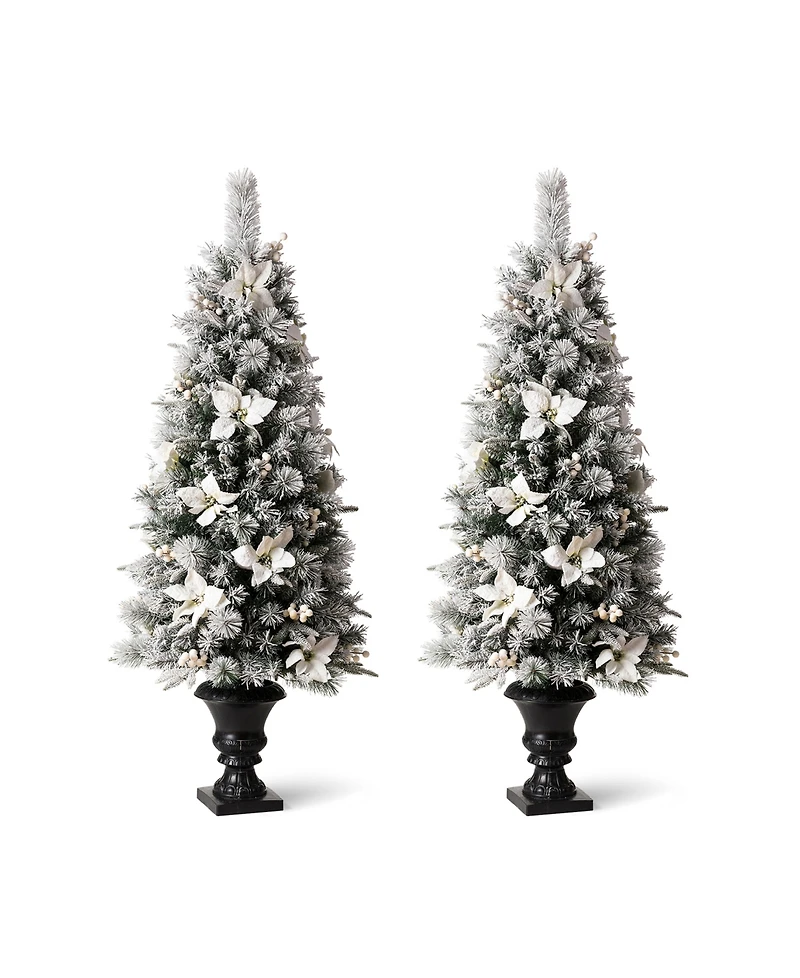 Glitzhome Pre-Lit Pine Artificial Christmas Porch Tree