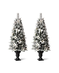 Glitzhome Pre-Lit Pine Artificial Christmas Porch Tree
