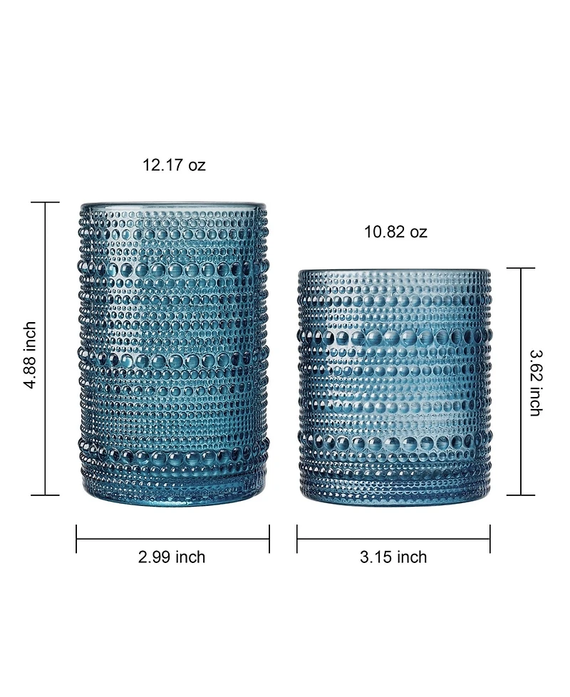 The Wine Savant Beaded Hobnail Drinking Glasses, Set of 12