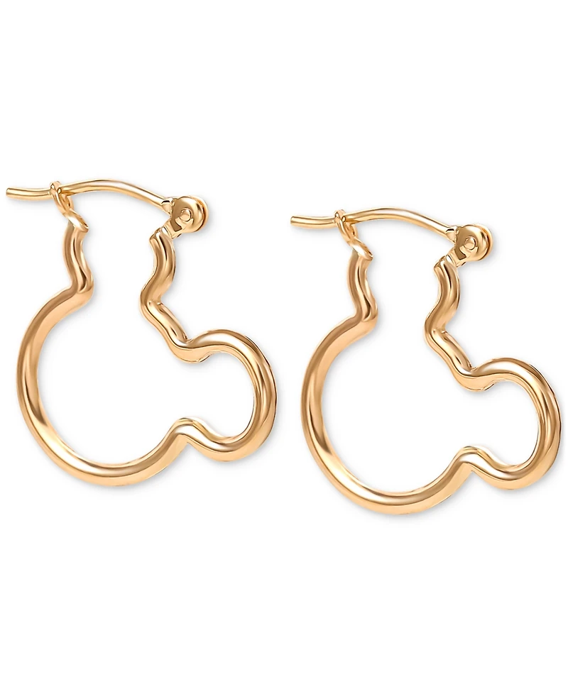 Disney Mickey Mouse Silhouette Small Hoop Earrings in 10k Yellow Gold (3/4")