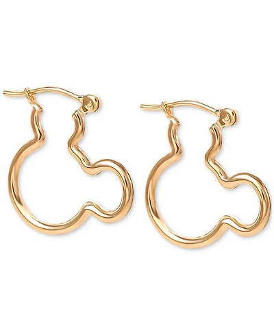 Disney Mickey Mouse Silhouette Small Hoop Earrings in 10k Yellow Gold (3/4")