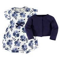 Touched by Nature Baby Girls Organic Cotton Dress and Cardigan 2pc Set