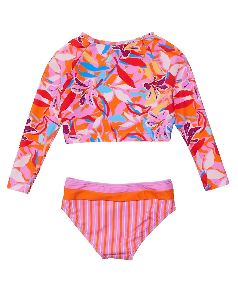 Snapper Rock Big Girls Blooming Sunset Sustainable Crop Ls Rash Set