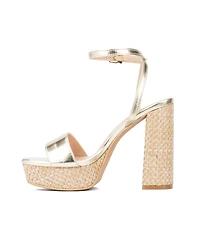 Odalina Women's Raffia Platform Heel Sandals