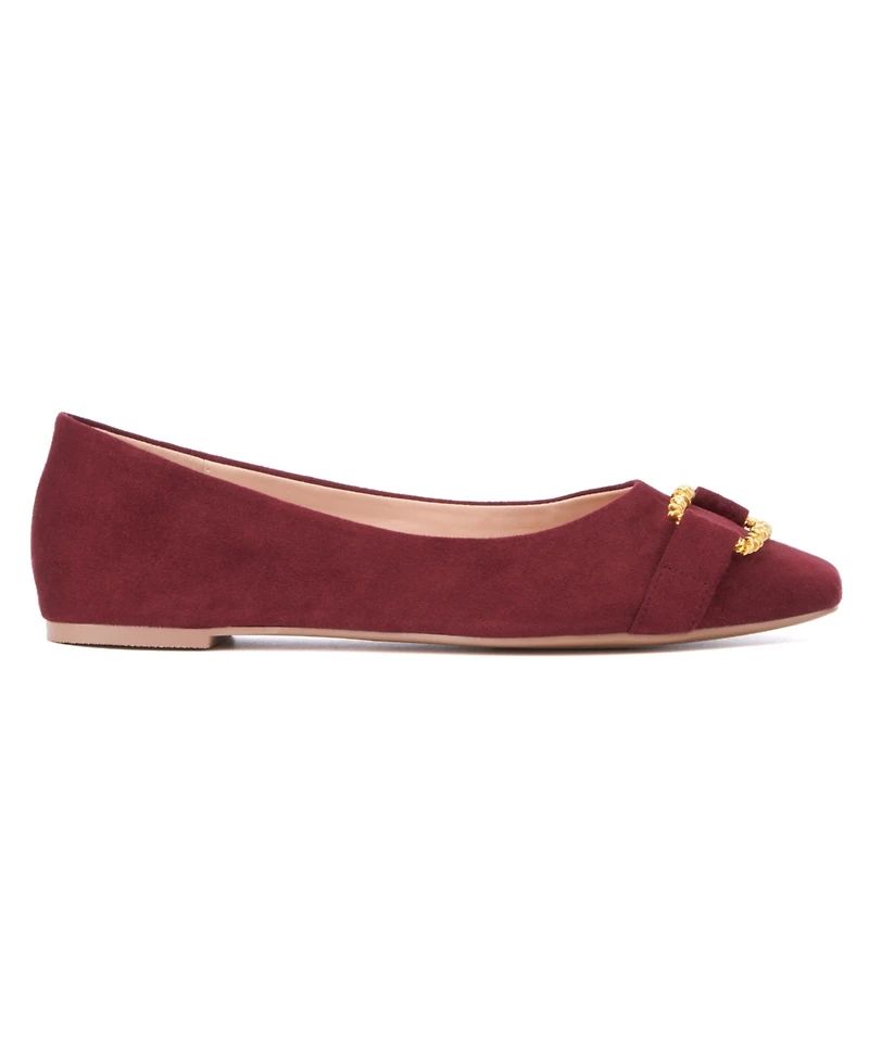 New York & Company Women's Niara- Flats With Gold Hardware Accent
