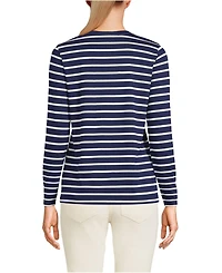 Lands' End Women's Relaxed Supima Cotton Long Sleeve V-Neck T-Shirt