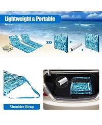 Sugift 3 Pieces Beach Lounge Chair Mat Set 2 Adjustable Lounge Chairs with Table Stripe-Green