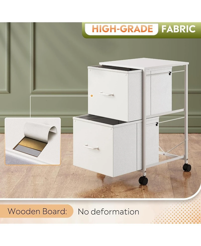 Galaxhero 2 Drawer Mobile File Cabinet, Rolling Printer Stand with Open Storage Shelf, Fabric Vertical Filing Cabinet fits A4 or Letter Size for Home