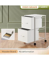 Galaxhero 2 Drawer Mobile File Cabinet, Rolling Printer Stand with Open Storage Shelf, Fabric Vertical Filing Cabinet fits A4 or Letter Size for Home