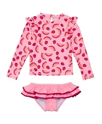 Snapper Rock Girls Berry Sweet Ls Ruffle Set