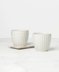 Lenox French Perle Scallop Herb Pots Tray Set