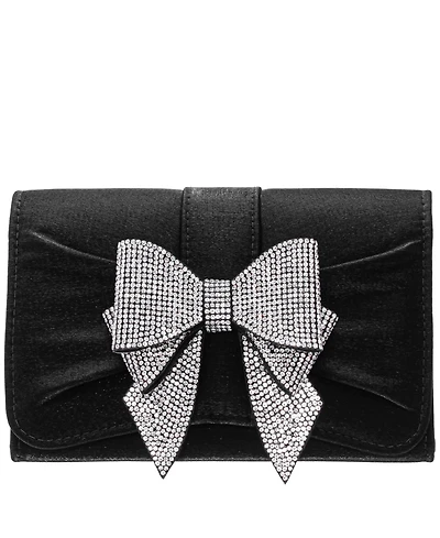 Nina Tiered Crystal Bow Flap Clutch