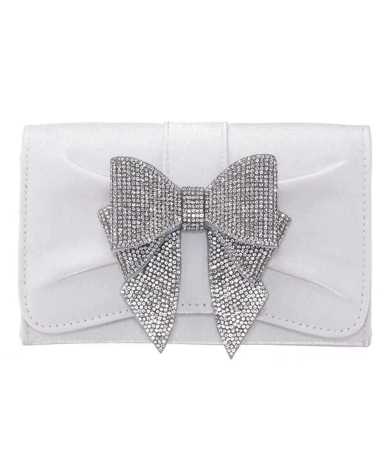 Nina Tiered Crystal Bow Flap Clutch