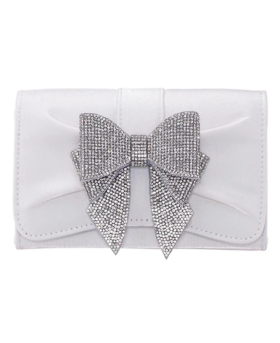 Nina Tiered Crystal Bow Flap Clutch