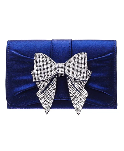 Nina Tiered Crystal Bow Flap Clutch