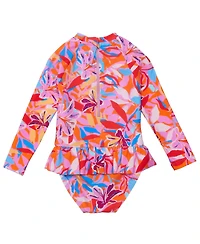 Snapper Rock Girls Blooming Sunset Sustainable Ls Skirt Surf Suit