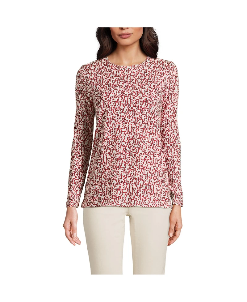 Lands' End Women's Petite Relaxed Supima Cotton Long Sleeve Crew Neck T-Shirt