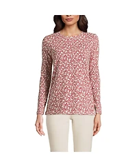 Lands' End Women's Petite Relaxed Supima Cotton Long Sleeve Crew Neck T-Shirt