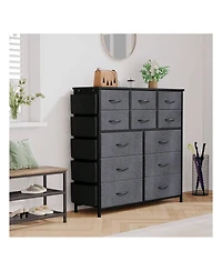 Dresser For Bedroom With 12 Drawer, Dressers & Chests Of Drawers For Hallway, Entryway, Storage Organizer Unit With Fabric, Sturdy Metal Frame, Wood T