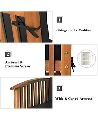 Sugift 4 Pieces Patio Solid Wood Furniture Set with Water Resistant Cushions