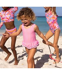 Snapper Rock Baby Girls Stripy Sunset Sustainable Skirt Swimsuit