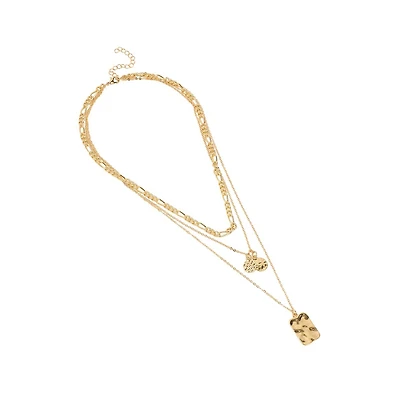 Sohi Women's The Dented Charm Multi-Layer Necklace