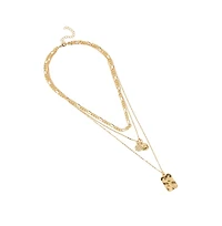 Sohi Women's The Dented Charm Multi-Layer Necklace