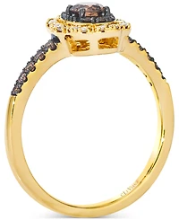 Le Vian Chocolate Diamond & Nude Diamond Halo Ring (1/2 ct. t.w.) in 14k Gold
