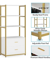 Tribesigns Bookcase, 4-Tier Bookshelf with 2 Drawers