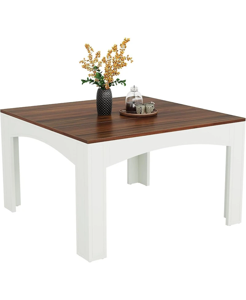 Tribesigns Square Dining Table for 4, 39.4-Inch Farmhouse Wood Kitchen Table Dinner Table for Dining Room, Small Space