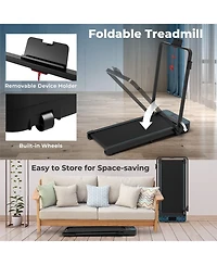 Hongge 2-in-1 Folding Treadmill with 300 Lbs Capacity, Remote Control, and Shock Absorption