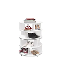 Kings Brand Furniture 4-Tier Rotating Lazy Susan Shoe Rack, 360° Revolving Shoe Storage Organizer for Closet Entryway Bedroom Hallway