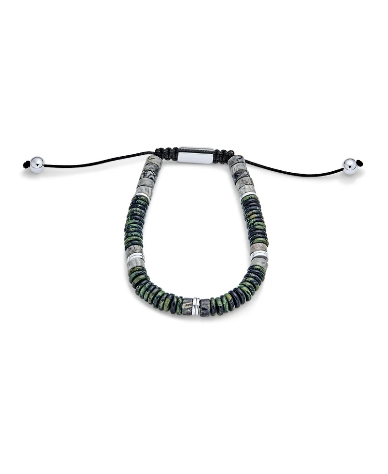 Bling Jewelry Boho Natural Stones Chakra Stacking Bolo Bracelet Gold Plated Stainless Steel Spacers Rondel Tube Beads Adjustable