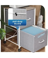 2 Drawer Mobile File Cabinet, Rolling Printer Stand, Fabric Vertical Filing Cabinet fits A4 or Letter Size for Home Office, Light Grey