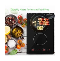 NutriChef Dual Induction Cooktop with Digital Display and Adjustable Temperature, Compact Double Burner - PKSTIND52