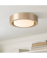 360 Lighting Jayson 12 3/4" Modern Flush-Mount Ceiling Light Fixture Kitchen Foyer Round Led Satin Bronze Finish White Glass