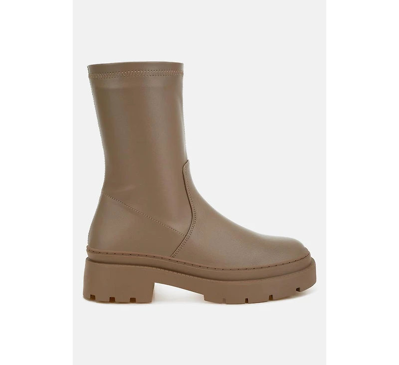 Carmit Chunky Faux Leather Calf Boots