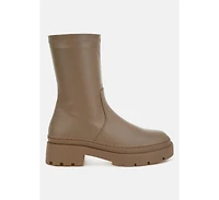 Carmit Chunky Faux Leather Calf Boots