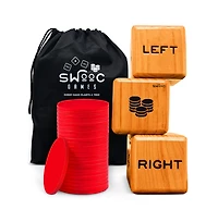 Giant Right Center Left Dice Game (All Weather) w/ 24 Large Chips & Carry Bag - Jumbo Wooden Lawn Game - Backyard Games
