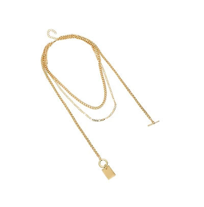 Sohi Women's The Interlock Charm Multi-Layer Necklace