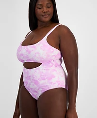 Salt + Cove Trendy Plus Tie-Dye Cutout One-Piece Swimsuit, Created for Macy's