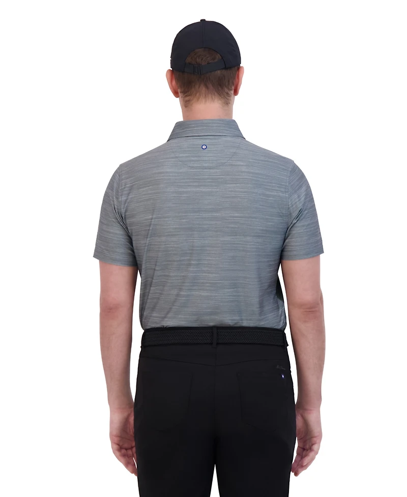 Ben Sherman Men's Color Block Melange Tech Jersey Sports Fit Polo Shirt