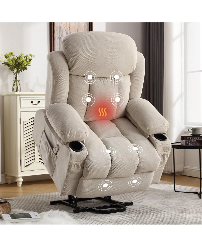 Power Lift Recliner Chair with Heat and Massage Electric Fabric for Elderly