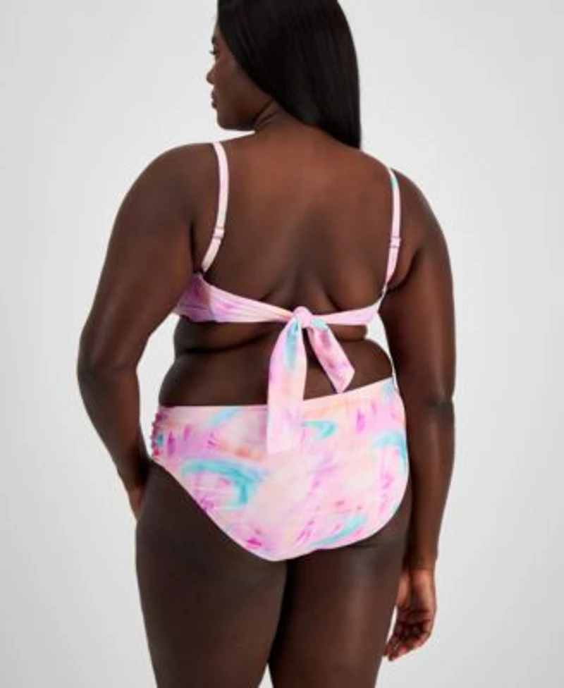 Salt Cove Plus Size Over The Shoulder Tie Dye Bikini Top Bikini Bottoms