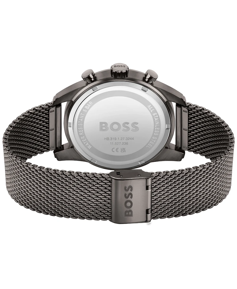 Hugo Boss Men's Skymaster Chronograph Gray Stainless Steel Mesh Bracelet Watch 44mm