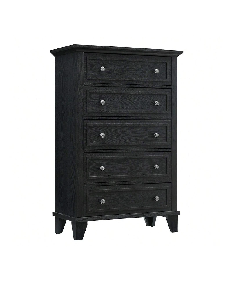 Modern 5 Drawers Dresser For Bedroom, Dresser With Wide Drawers, Wood Chest Of Drawers, Tall Dresser For Bedroom, Closet, Living Room